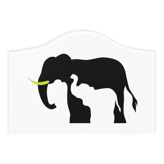 Black and White Elephants Door Sign (Small Crest Front)
