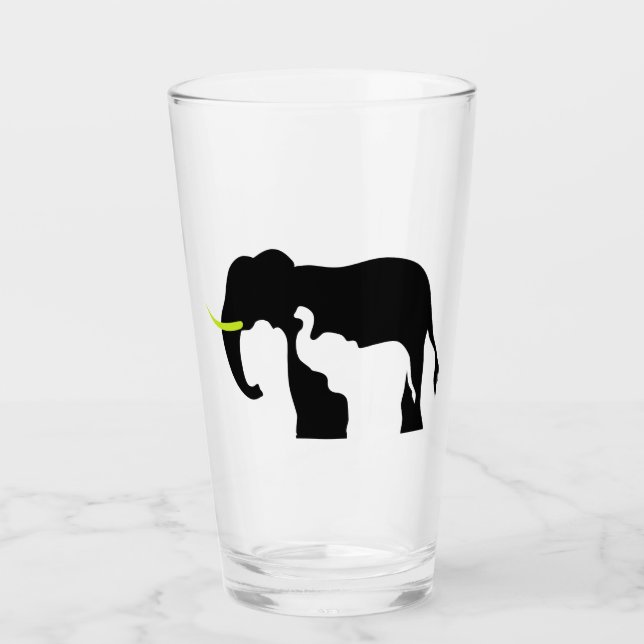 Black and White Elephants Glass (Front)