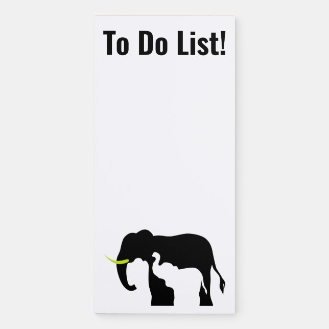 Black and White Elephants Magnetic Notepad (Front)