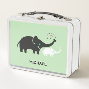 Black And White Elephants Metal Lunch Box