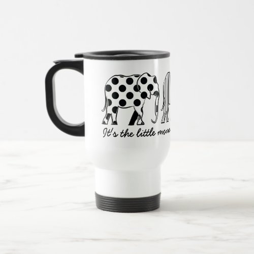 Black and White Elephants Modern Trendy Pattern Travel Mug