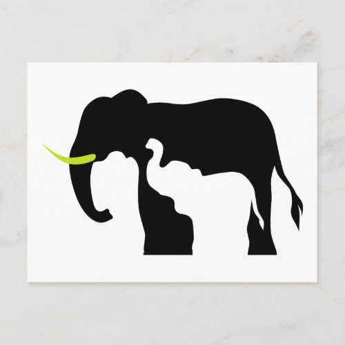 Black and White Elephants Postcard
