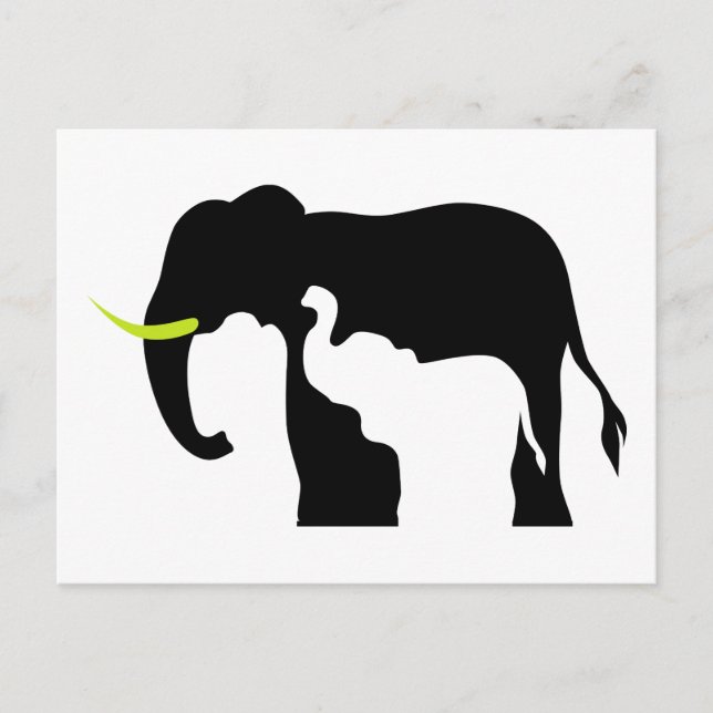 Black and White Elephants Postcard (Front)