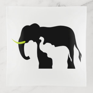 Black and White Elephants Trinket Tray
