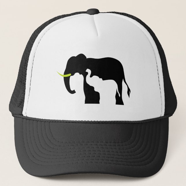 Black and White Elephants Trucker Hat (Front)