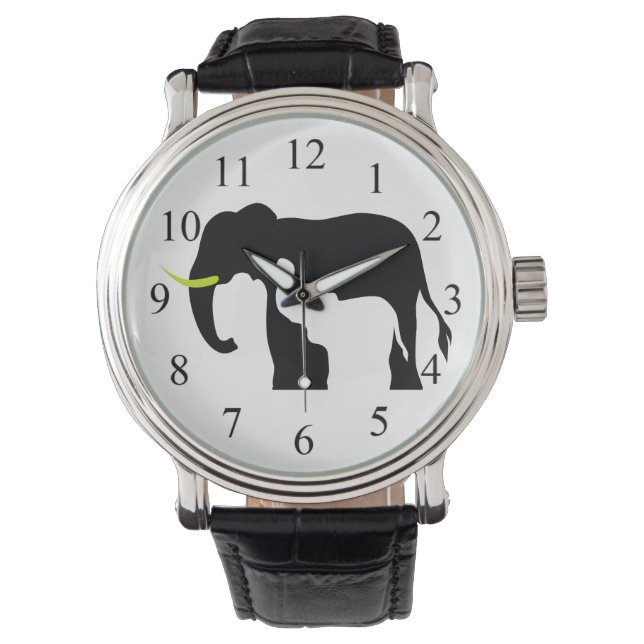 Black and White Elephants Watch (Front)