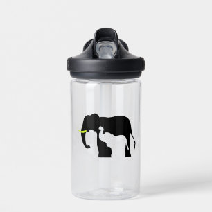 Black and White Elephants Water Bottle