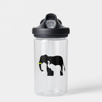Black and White Elephants Water Bottle