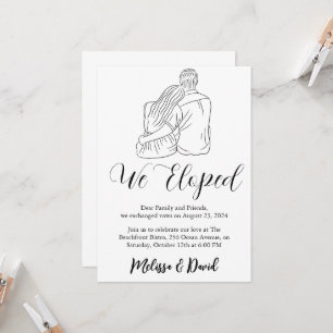 black and white elopement reception invitation
