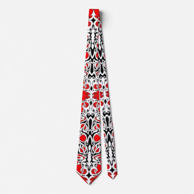 Black and White Empire Tribal Design Neck Tie (Front)