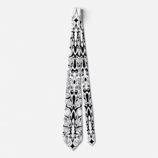 Black and White Empire Tribal Design Neck Tie (Front)