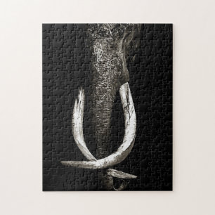 Black and White Endangered Elephant Jigsaw Puzzle