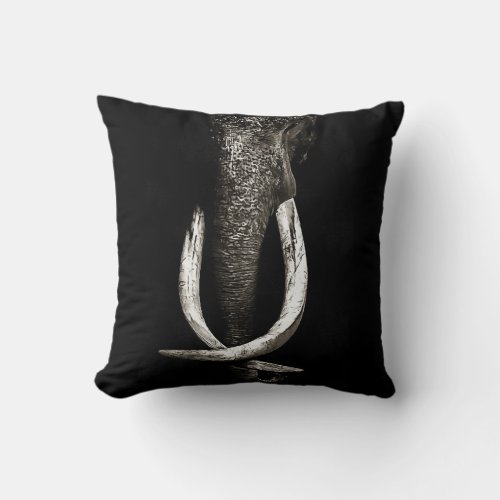 Black and White Endangered Elephant Throw Pillow