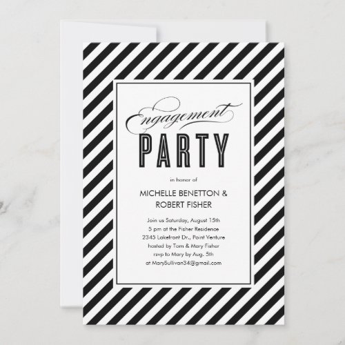Black and White Engagement Party Invitations