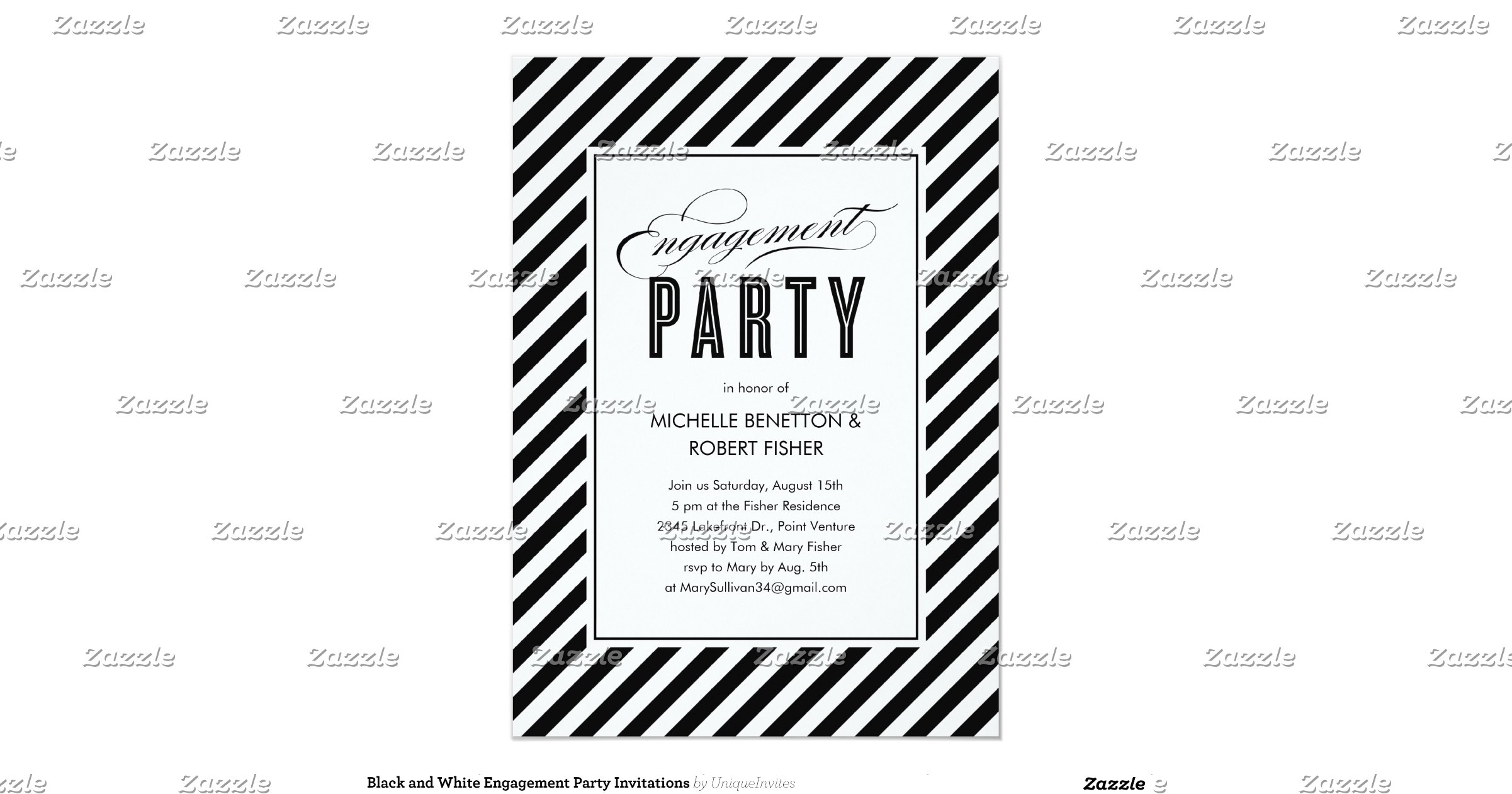 Black And White Engagement Party Invitations 3