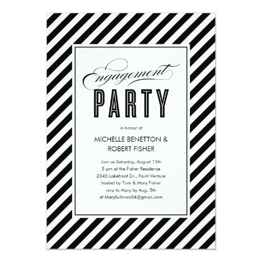 Black and White Engagement Party Invitations | Zazzle