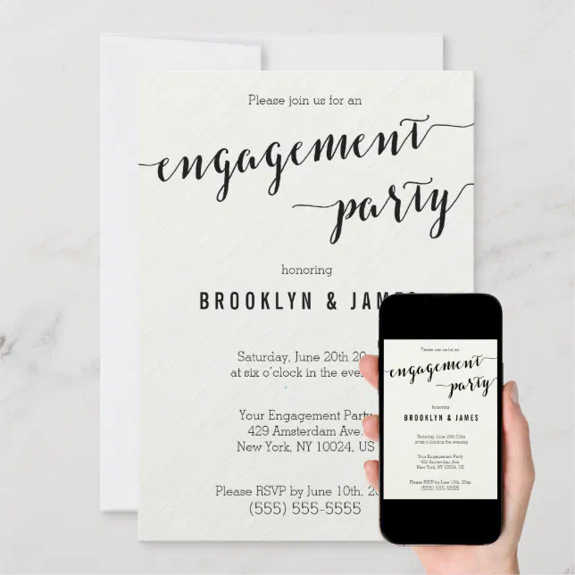 Black And White Engagement Party Invitations | Zazzle