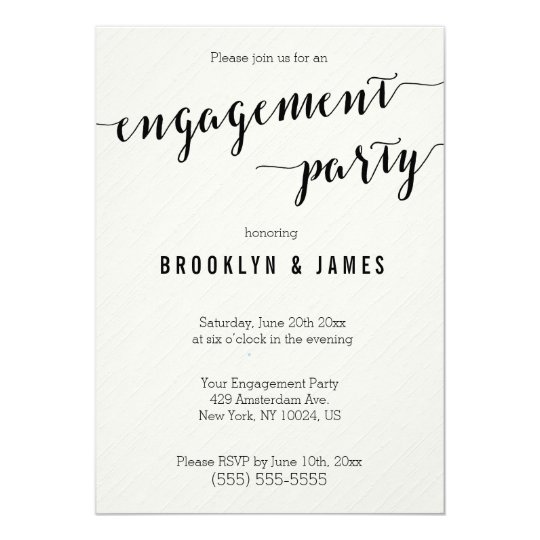 Black And White Engagement Party Invitations 1