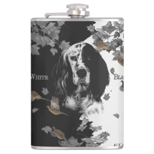 Black and white English setter    Flask