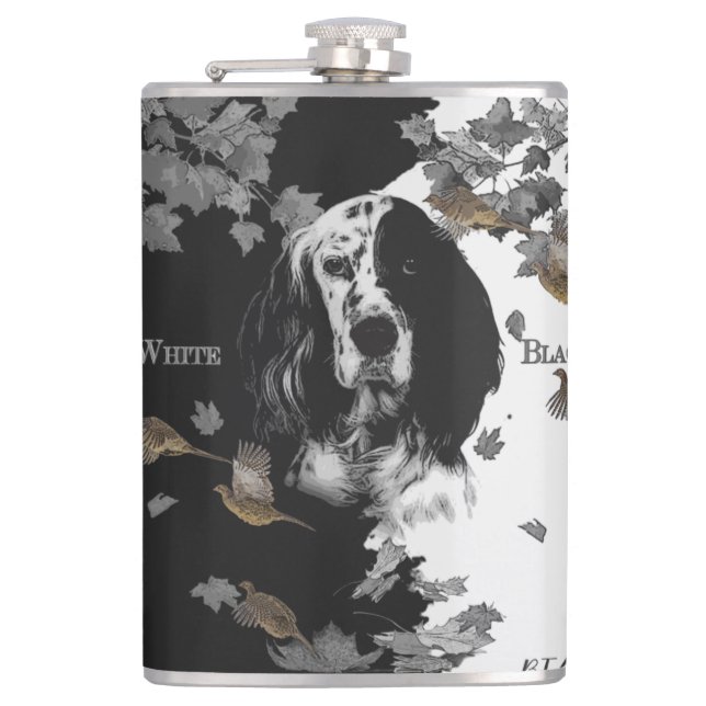 Black and white English setter    Flask (Front)