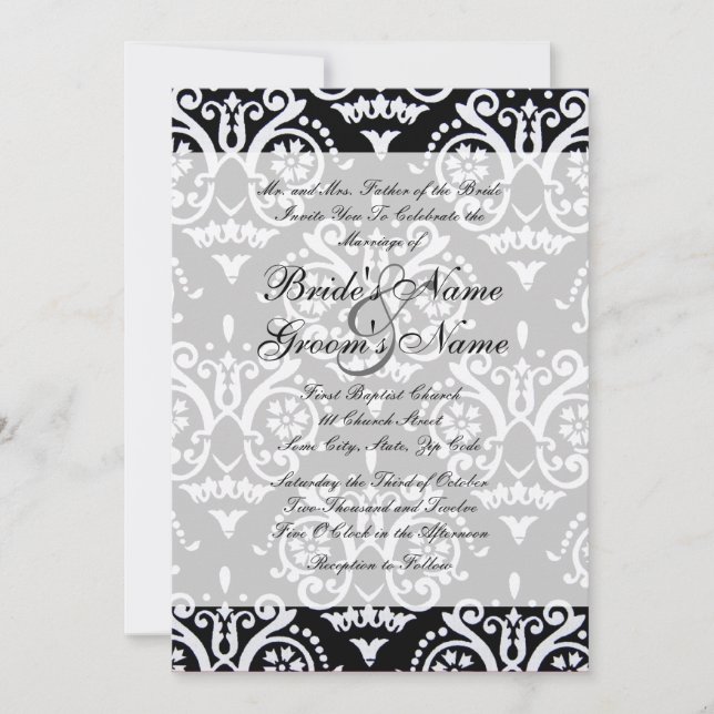 Black and White English Wedding Invitation (Front)