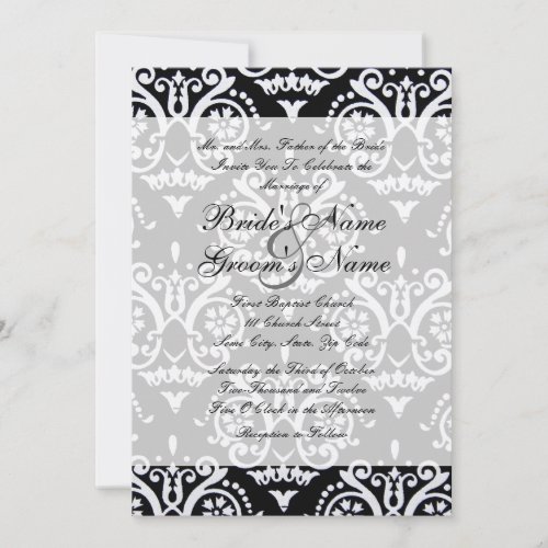 Black and White English Wedding Invitation