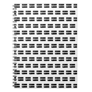 Black and White "Equals" Math Symbol Lino Cut Notebook