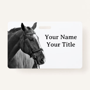 Black and White Equestrian Horse ID Badge