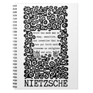 Black and white ERROR quote by Nietzsche Notebook
