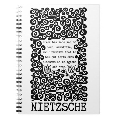 Black and white ERROR quote by Nietzsche Notebook