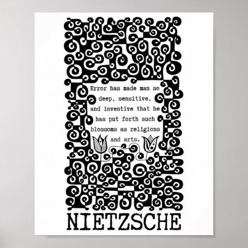 Black and white ERROR quote by Nietzsche Poster