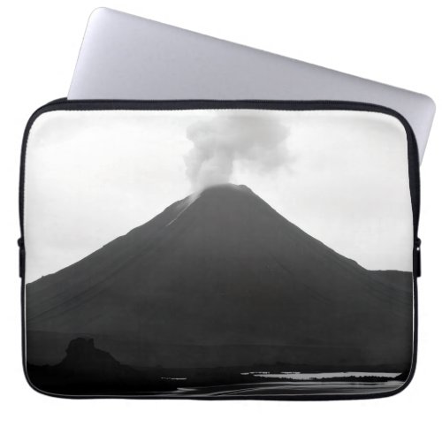 Black and White Erupting Volcano Laptop Sleeve