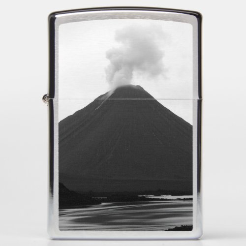 Black and White Erupting Volcano Zippo Lighter