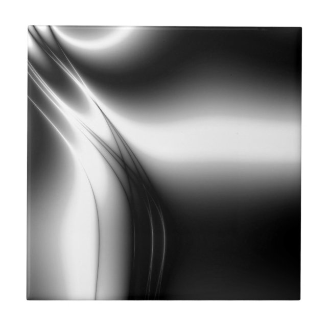 Black and White Estuary Ceramic Tile (Front)