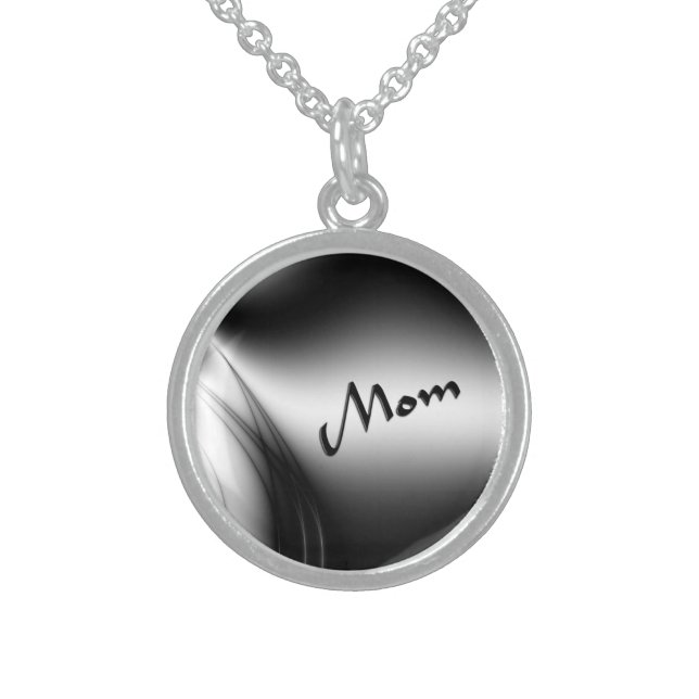 Black and White Estuary Neclace for Mom Sterling Silver Necklace (Front)