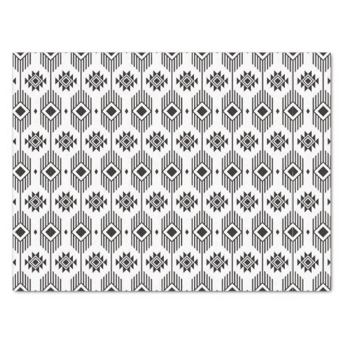 Black and white ethnic ikat geometric pattern tissue paper