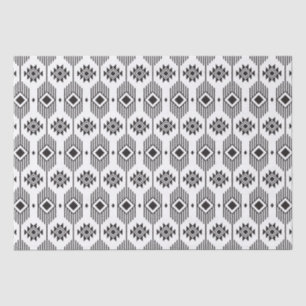 Black and white ethnic ikat geometric pattern tissue paper