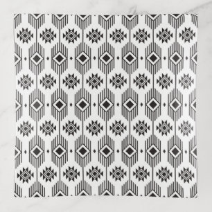 Black and white ethnic ikat geometric pattern trinket tray