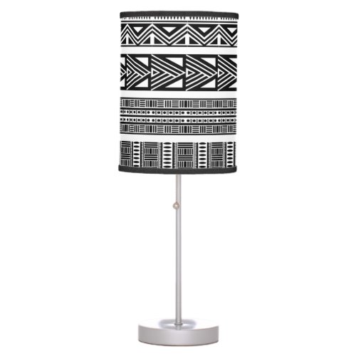 Black and White Ethnic Ikat Tribal Design Table Lamp