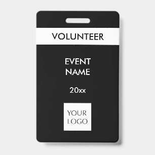 Black and White Event Volunteer Logo Badge