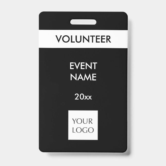 Black and White Event Volunteer Logo Badge (Front)