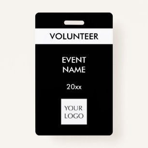 Black and White Event Volunteer Logo Badge