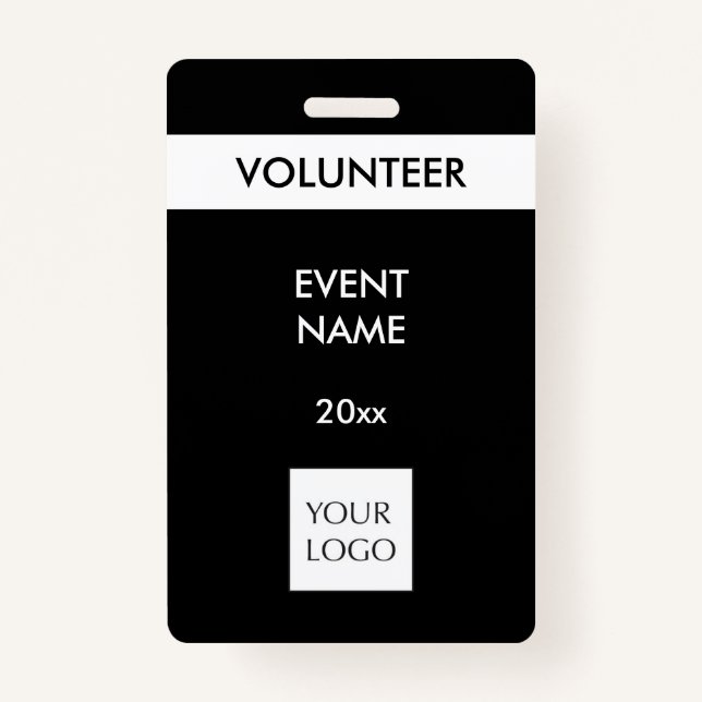 Black and White Event Volunteer Logo Badge (Front)