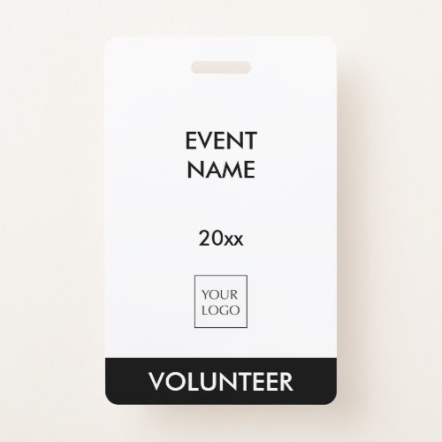 Black and White Event Volunteer Logo Badge
