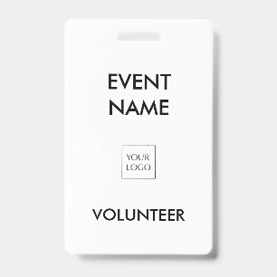 Black and White Event Volunteer Logo Badge