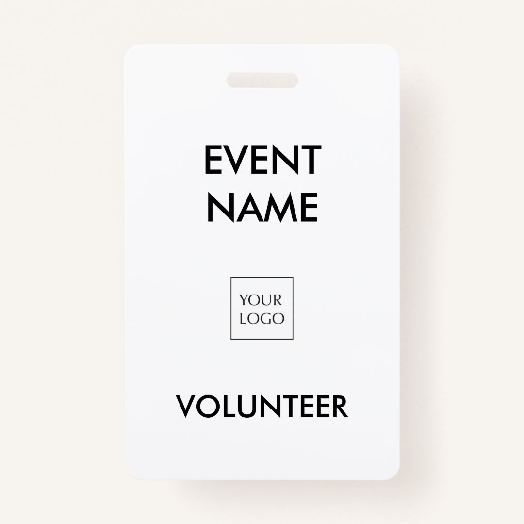 Black and White Event Volunteer Logo Badge | Zazzle