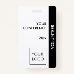 Black and White Event Volunteer Logo Badge