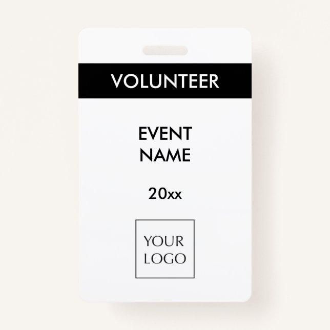Black and White Event Volunteer Logo Badge (Front)
