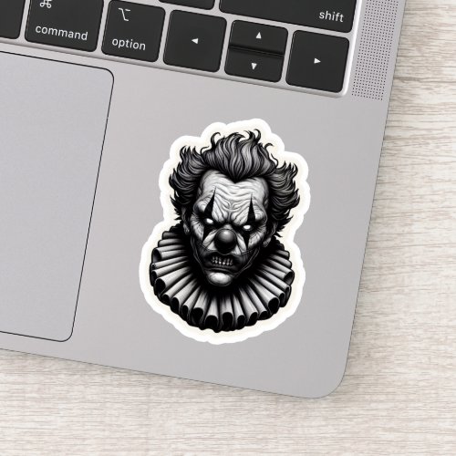 Black and White Evil Clown head Sticker
