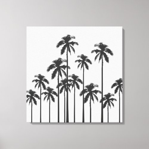 Black and White Exotic Tropical Palm Trees Canvas Print